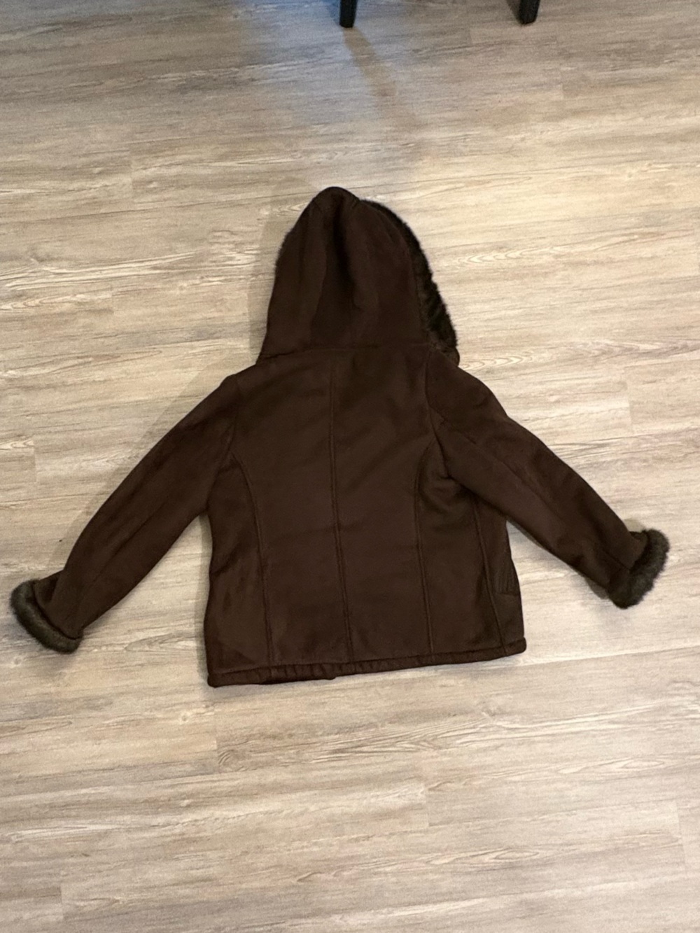 Liz Claiborne Brown Faux-Shearling Hooded Jacket - Picture 2 of 2